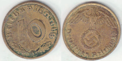 1937 A Germany 10 Pfennig A001732.